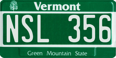 VT license plate NSL356