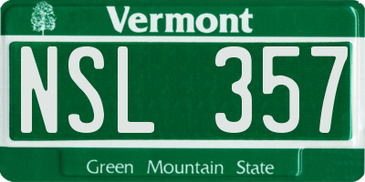 VT license plate NSL357