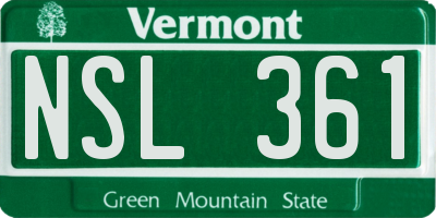 VT license plate NSL361