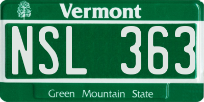 VT license plate NSL363