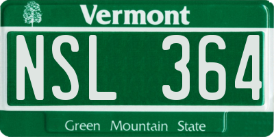 VT license plate NSL364
