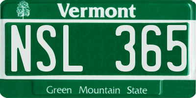 VT license plate NSL365