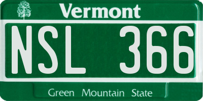 VT license plate NSL366