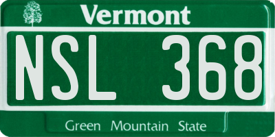 VT license plate NSL368