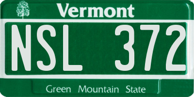 VT license plate NSL372