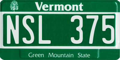 VT license plate NSL375