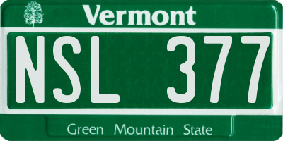 VT license plate NSL377