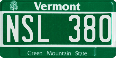 VT license plate NSL380