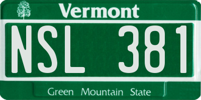 VT license plate NSL381