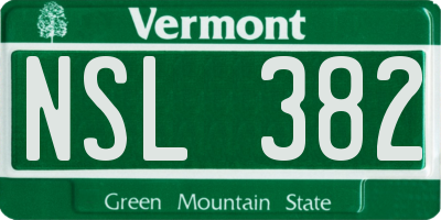 VT license plate NSL382