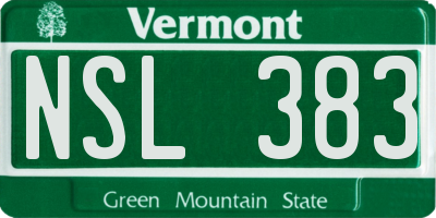 VT license plate NSL383