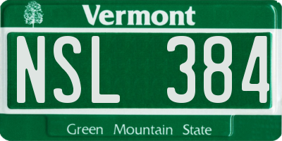 VT license plate NSL384