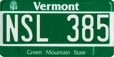 VT license plate NSL385