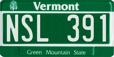 VT license plate NSL391