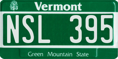 VT license plate NSL395