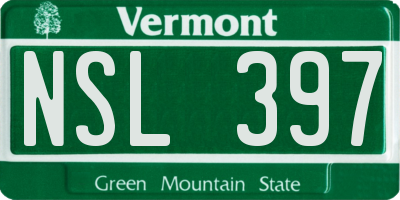 VT license plate NSL397