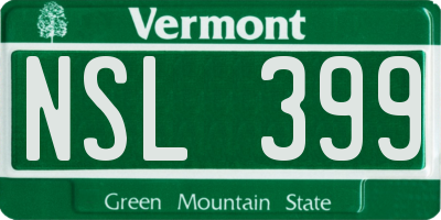 VT license plate NSL399