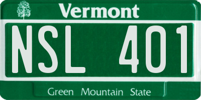VT license plate NSL401