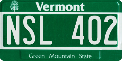 VT license plate NSL402