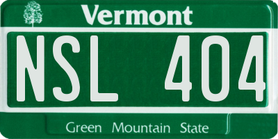 VT license plate NSL404