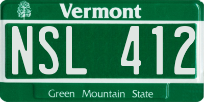 VT license plate NSL412