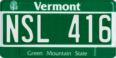 VT license plate NSL416