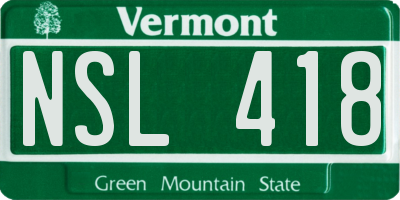 VT license plate NSL418