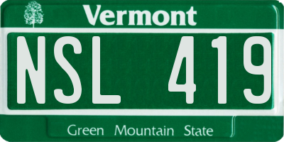 VT license plate NSL419