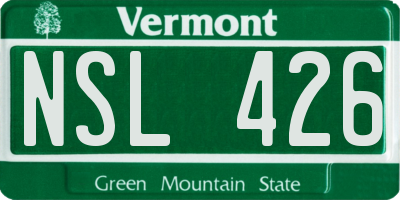 VT license plate NSL426