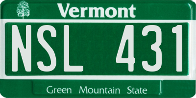 VT license plate NSL431