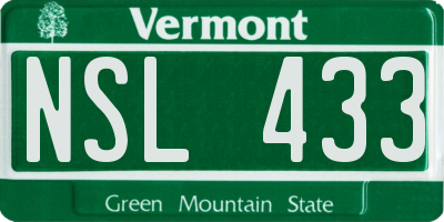 VT license plate NSL433