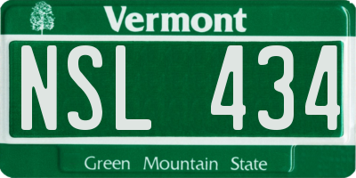 VT license plate NSL434