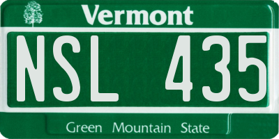 VT license plate NSL435