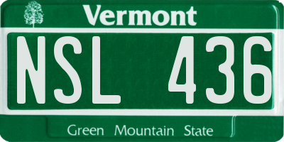 VT license plate NSL436