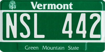 VT license plate NSL442