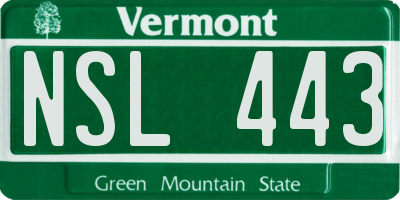 VT license plate NSL443