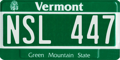 VT license plate NSL447