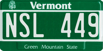 VT license plate NSL449