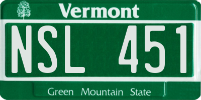 VT license plate NSL451