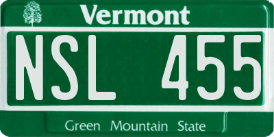 VT license plate NSL455