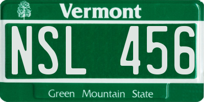 VT license plate NSL456