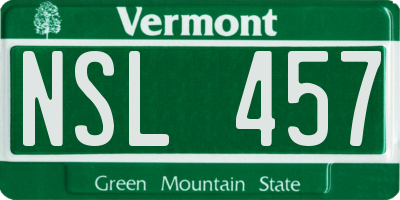 VT license plate NSL457