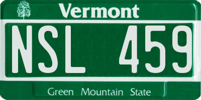 VT license plate NSL459
