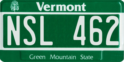VT license plate NSL462