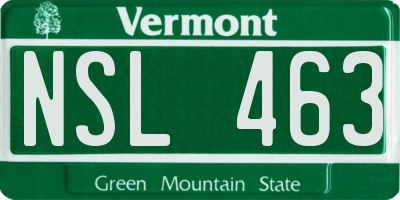 VT license plate NSL463