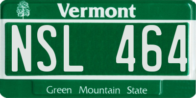 VT license plate NSL464