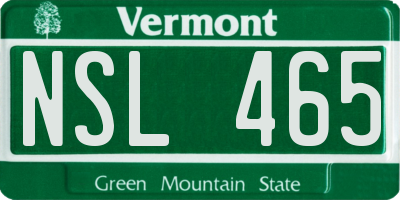 VT license plate NSL465