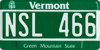 VT license plate NSL466