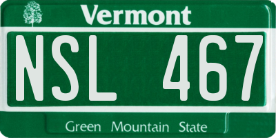 VT license plate NSL467