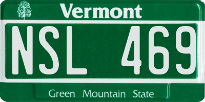VT license plate NSL469